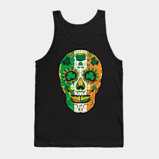 Day Of The Dead Irish Sugar Skull St Patricks Day Tank Top